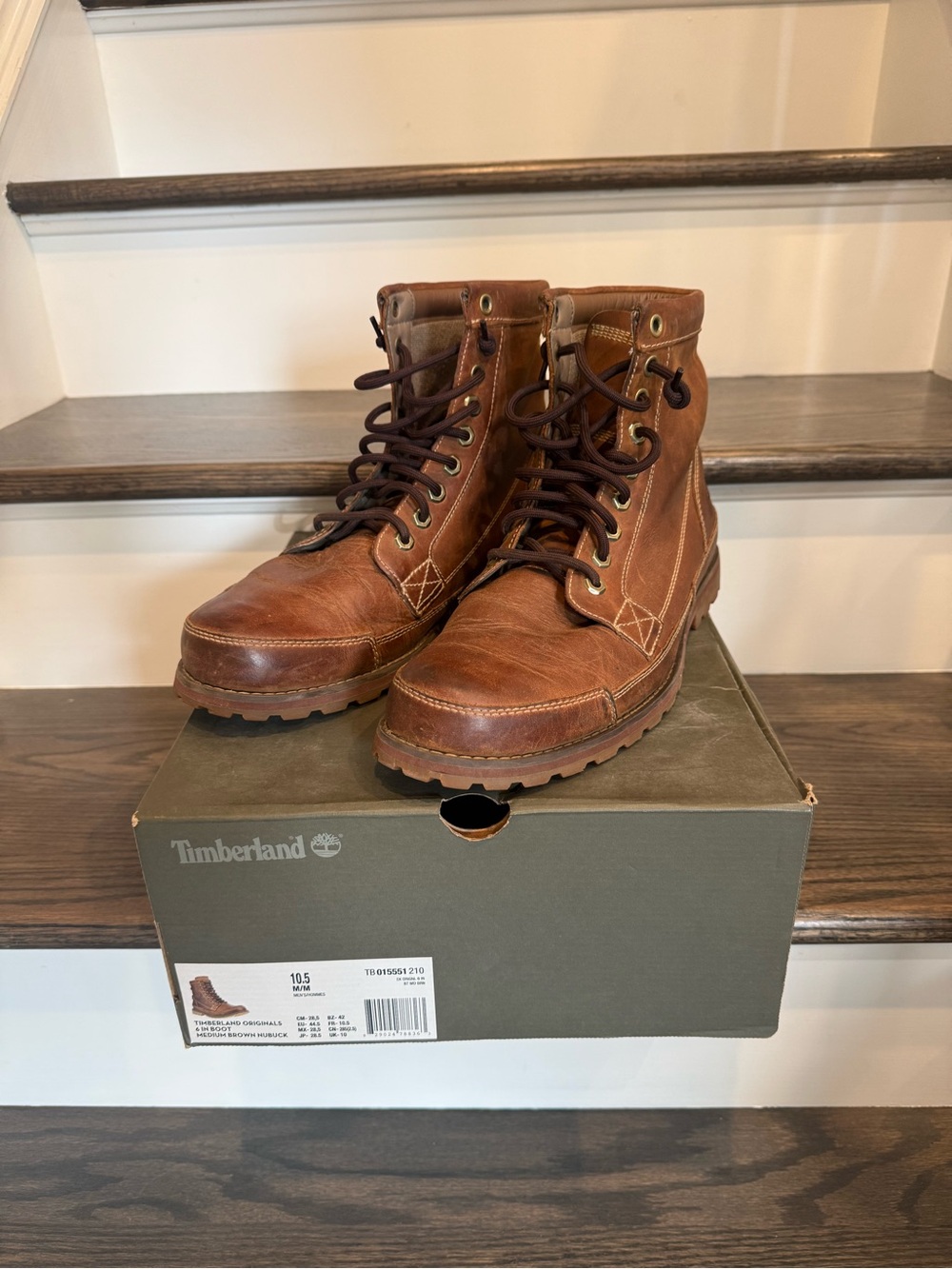 Timberland Men’s Cognac Brown Leather Lace-Up Work Boots